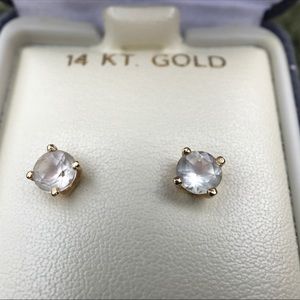 14k gold White Topaz earrings